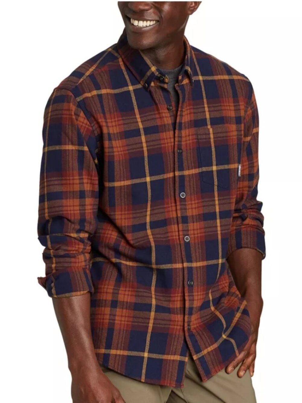 Eddie Bauer 100% cotton plaid shirt / L